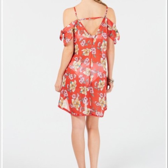 Miken Swim Poppy Red Citrus Floral Coverup Dress - Picture 2 of 2
